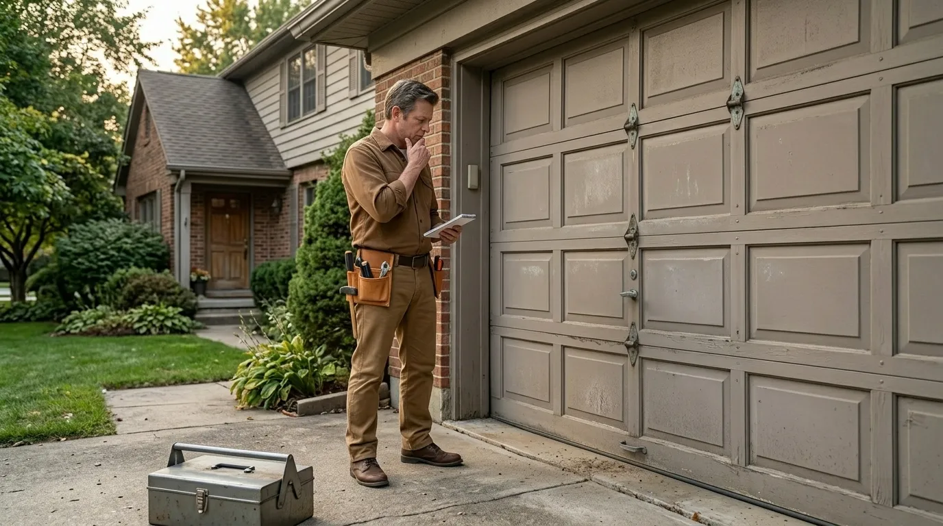 Garage door detail illustrating when to fix an older frisco garage door - and when not to